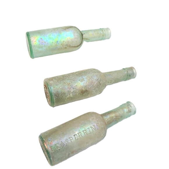 Antique Vintage Lea & Perrins 7.5" Tall Bottle Set C Farmhouse Decor - Picture 9 of 9